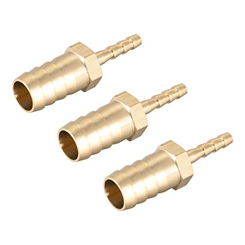 sourcing map Latón Reductor Lengüeta Manguera Montaje Recto Conector Acoplador Tubería Adaptador 12 mm x 4 mm Barb (3 Piezas)