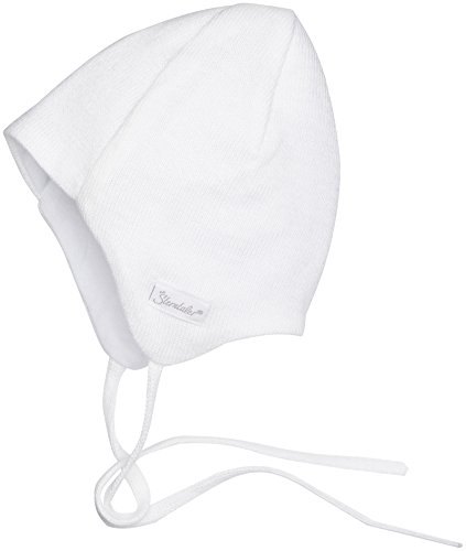 Sterntaler Gorro de punto unisex con cinta para el cuello, Edad: 9-12 meses, Tamaño: 47, Blanco