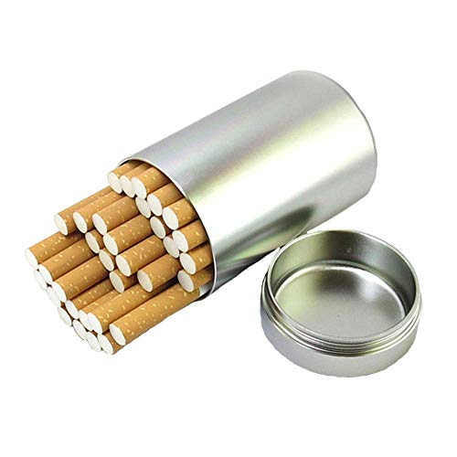 Suytan Estuche para Cigarrillos de Metal con Sello de Anillo de Goma, Gran Capacidad, Resistente Al Agua, para Hombres, Tetera de Tabaco para Exteriores, Plateado, 30 Palos