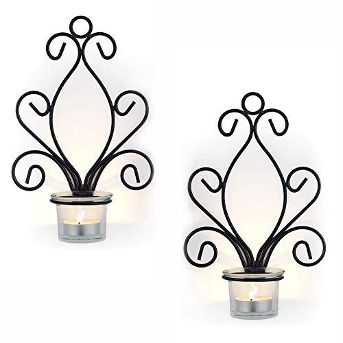 Sziqiqi Candelabro De Pared del Estilo Retro, Candelabro Creativo De La Vela del Hierro, Decoración De La Pared del Jardín Casero, Candelero, Negro