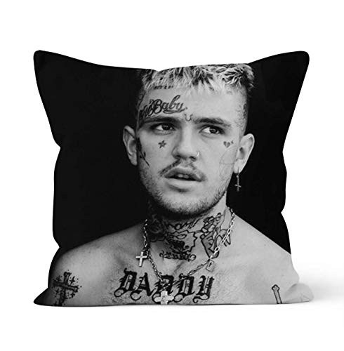 Tainsi Fundas de almohada decorativas de doble cara con cierre de cremallera oculta, de Lil Peep, color blanco y negro, para decoración del coche, sofá de cama, tamaño 45 cm x 45 cm.