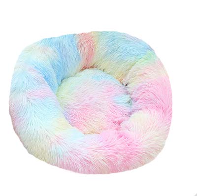 Tauzveok Cama para Perros Mullida Cama De Gato Ronda Perro Peluche Perro Cama Animal Doméstico Hermoso Animal Doméstico para Los Perros Gatos Pequeños Deluxe,Multi Colored,S