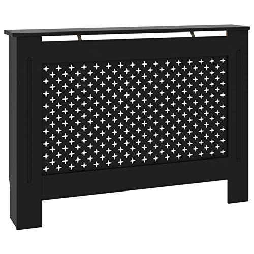 Tidyard Cubierta para Radiador Cubre Radiador Mueble para Radiador Moderno MDF Negro 112 x 19 x 81 cm