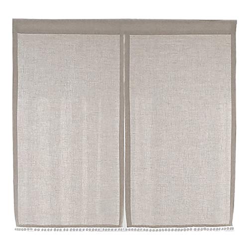 TINE HOME CURTAINS Cortinas De Cocina Blancas Cortina De Café Lujosa Ventana Corta Media Cortinas con Decoración De Bola De Dobladillo para Cocina, Baño, Sala De Estar,2pcs,200 * 150cm