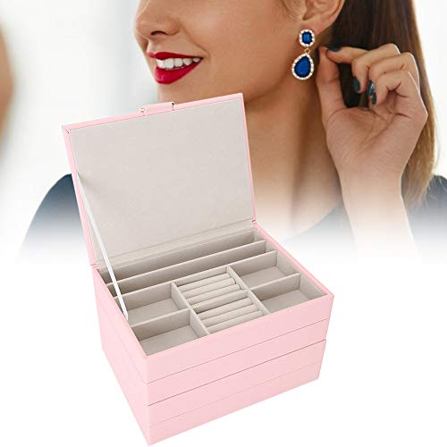 TMISHION Estuche Joyero Grande para Mujer, Caja Organizadora de 4 Pisos Apilable Caja de Almacenamiento para Joyas Pendientes Anillos Collares Accesorios Joyero Pantalla Decoración(#2)