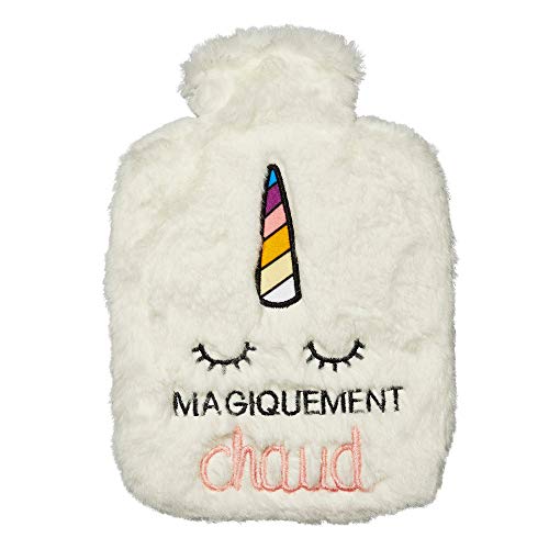 Toga – Bolsa de agua caliente de peluche unicornio – Bolsa de agua caliente con funda de piel sintética 100% poliéster – Uso sencillo – Reutilizable al infinito – Para llevar a cualquier lugar