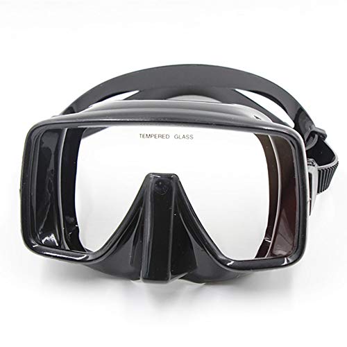 Traje de máscara Gafas de Buceo de Forma Cuadrada Duradera Unisex Fácil de Aliento Snorkeling Gafas con Cristal Templado Anti-Niebla Adecuado para Snorkeling (Color : Black, Size : One Size)