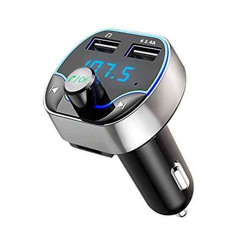 Transmisor FM Manos Libre para Coche, USB Cargador de Coche adio Adaptador Reproductor de MP3 Transmitter, Acepta Tarjetas SD, USB, y Flash Drive