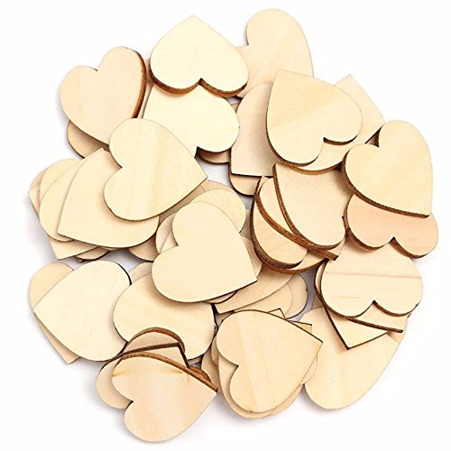 TRIXES 100 x Corazones de Madera 5 cm - Rústicos - para Bodas, Decoración, Artesanías y Presentes Día Enamorados