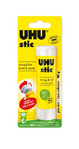 UHU 3-36556 stic, barra de pegamento sin disolvente 1 x 40 g Blíster Blanco, Negro, 1,8 metros