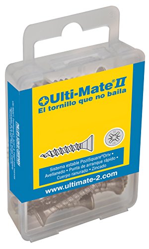 Ulti-Mate II B40050S Caja pequeña con tornillos de alto rendimiento para madera acabado ZINCADO de 4,0 x 50 mm, Negro, Set de 12 Piezas