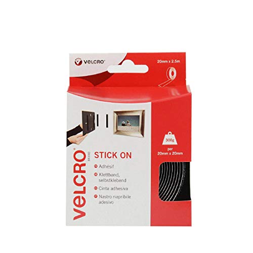 VELCRO Brand Cinta adhesiva 20mm x 2.5m Negro