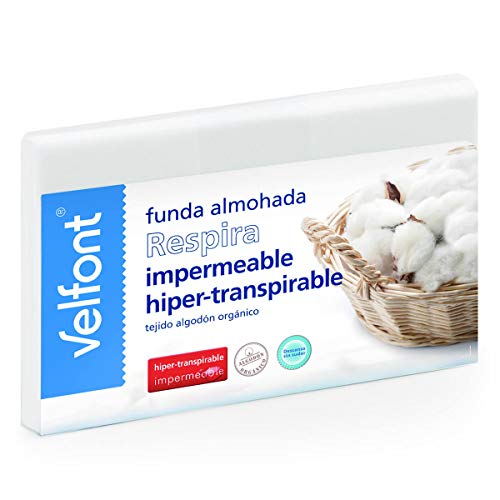 Velfont Funda Almohada Respira Transpirable hipermeable hipoalergenico Tratamiento aloevera Todas Las Medidas (70cm)