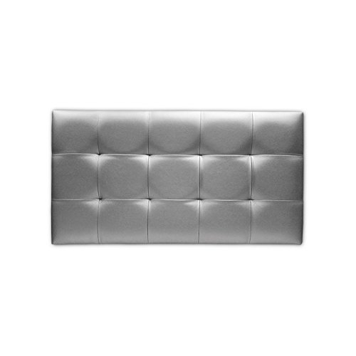 Ventadecolchones - Cabecero de Cama Tapizado Acolchado de Dormitorio en Polipiel con capitoné Modelo Tablet Plata y Medidas 91 x 70 cm para Camas de 80 ó 90