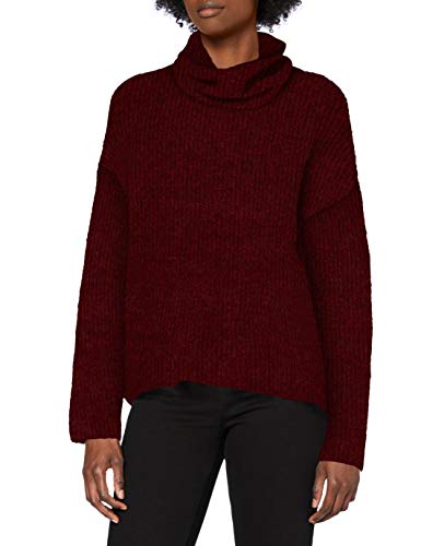 Vero Moda VMDAISY LS Cowlneck Rib Blouse GA Boo Jersey de Punto, Cabernet/Detalle: Melange, XS para Mujer