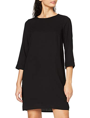 Vero Moda Vmgabby 3/4 Short Solid Dress Noos Vestido, Negro (Black Black), 36 (Talla del Fabricante: X-Small) para Mujer