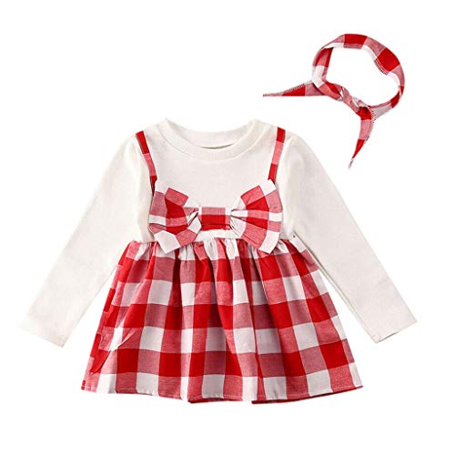 Vestido de Fiesta de Princesa de Manga Larga para niñas y bebés + Diademas para Disfraz de Princesa Rojo Rosso 6-12 Meses