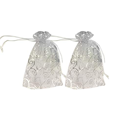 VORCOOL Bolsas de Organza con Cordón Ajustable 50 Piezas de Blsitas para Bolsas de Organza de Plata para la Fiesta de Bodas Joyas Dulces Bolsas de Tul