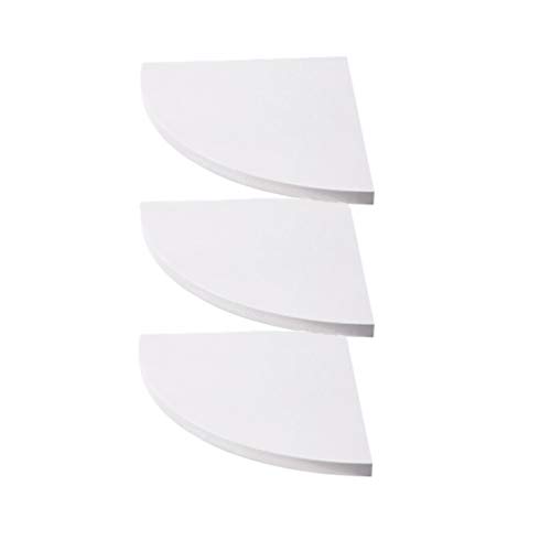 Wakauto 3 Unids/Set Estante de Esquina de Pared con Forma de Abanico Triangular Estantes de Almacenamiento de Madera para Baño Sala de Estar Cocina Blanco