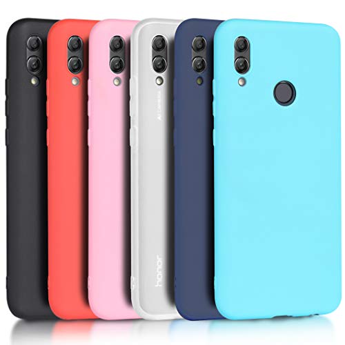 Wanxideng - 6X Funda Huawei P Smart 2019 / Honor 10 Lite, Carcasa Suave Mate en Silicona TPU, Soft Silicone Case Cover [ Negro + Blanco Translúcido + Rojo+ Rosado+ Menta Verde + Azul Claro ]