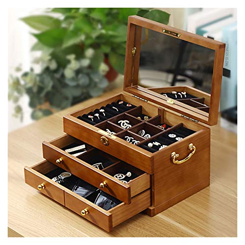 Watch Box Caja De Almacenamiento Para Reloj Caja De Almacenamiento De Joyas De Madera 3 Tier Watch Box Mostrar Caja De Almacenamiento Para Hombres, Caja De Reloj Con Cajón De Joyería Para Anillos, Col