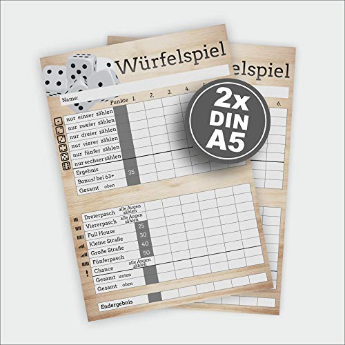 Werbeagentur-Finkbeiner Juego de dados DIN A5, 2 bloques de 50 hojas en papel natural de 80 g/m², extragrande