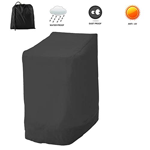 willkey Funda protectora para sillas de jardín, resistente al viento, resistente a los rayos UV, 210D, para silla de jardín, apilable, 114 x 85 x 65 cm (negro 210D)