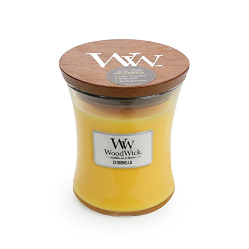 Woodwick 92077 Vela Media citronela, Cera, Amarillo, 10 x 11 cm, 4 Unidad