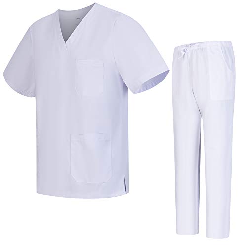 Workwear Tucano - Conjuntos Uniformes Sanitarios Unisex 100% Algodon - Uniformes MÉDICOS Casaca Y PANTALÓN Sanitarios Ref.9801-9802 - XS, Blanco