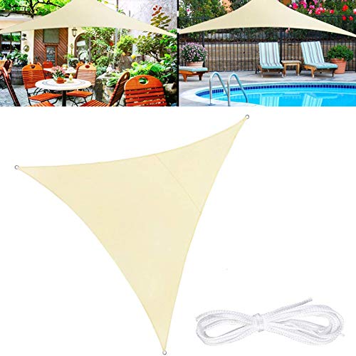 YFFS Triangular Sun Vela Sombra Impermeable Al Aire Libre Protección UV Verano Fresco Fiesta Playa Ocio Toldo Jardín con 3 Ataduras (5 x 5 x 5m)