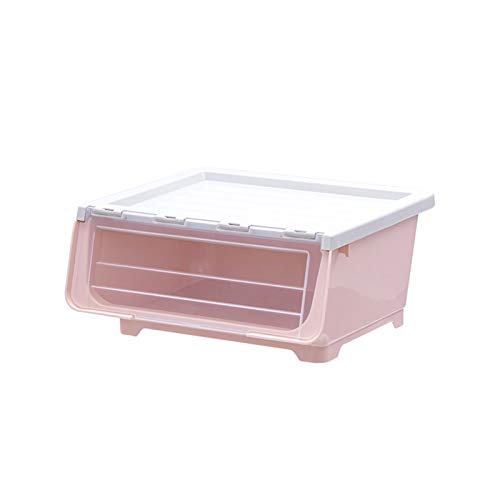 YUMEIGE Caja de almacenamiento de cosméticos Caja de almacenamiento de apertura frontal para juguetes para niños, caja de almacenamiento con tapa giratoria transparente y cajón visible, caja de almace