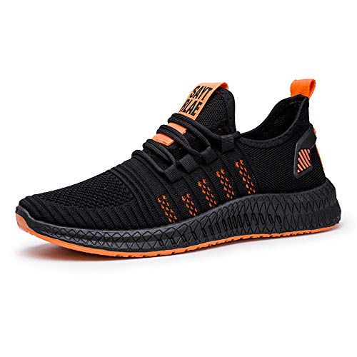 Yumhouse Calzado de Entrenamiento al Aire Libre,Cómodas Zapatillas de Deporte de Malla Transpirables para Hombre Casual-Orange_39,Asfalto Aire Libre