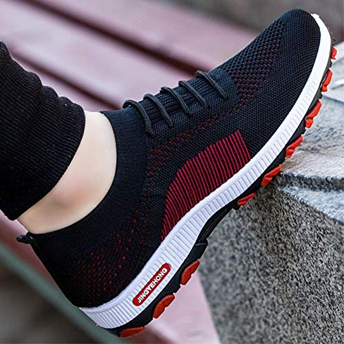 Yumhouse Calzado de Entrenamiento al Aire Libre,Zapatos Deportivos de Moda Casual para Hombre cómodos y Transpirables-Negro Red_40,Asfalto Aire Libre