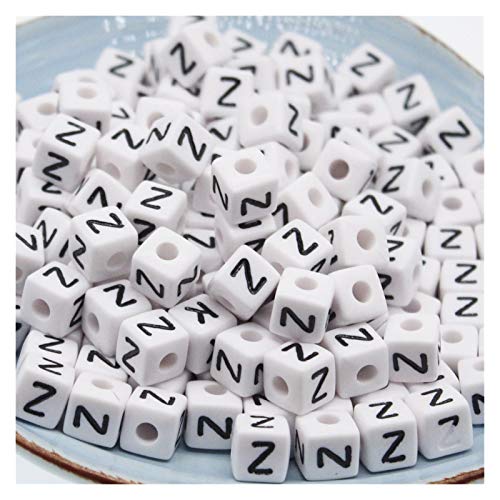 YUXIN Zhaochen 20pcs Cubo De Acrílico Carta Perlas Individuales del Alfabeto A-Z Pulsera Blanca Plaza De Hacer Perlas De 10 * 10mm (Color : Z)
