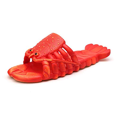 YXX Langosta Zapatillas De Estar por Casa Creativas Pescado Estilo Playa Simulación Pez Playa Zapatillas Hombre,Rojo,170