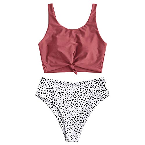 ZAFUL Tankini Traje de Baño con Relleno Takini Talla Grande Pantalones Dos Piezas para Mujer 2019 (Rojo, S)