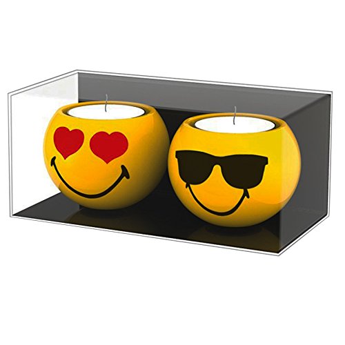 'zakdesigns 6727 – 017 portavelas Smiley – Amor/Gafas de Sol 2 Unidades, Porcelana, Multicolor, 6 x 6 x 5 cm