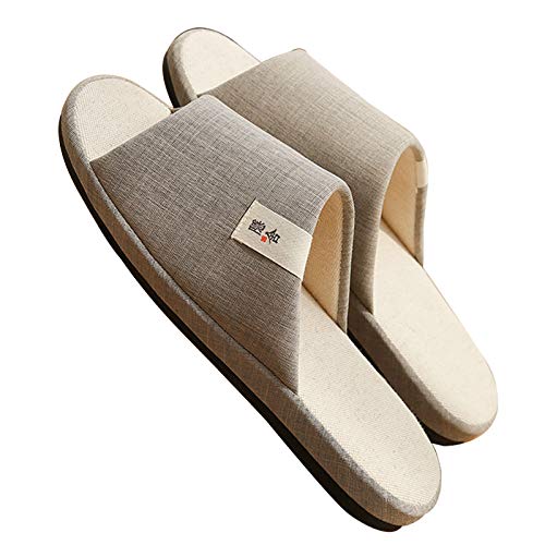 Zapatillas De Casa De Espuma Viscoelástica Acogedoras Dama masculina, Para Parejas En Interiores, Transpirable De Fondo Suave, Antibacteriano, Chanclas De Algodón Y Lino 43-44 marrón claro