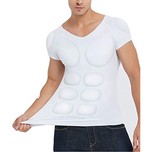 ZAYZ Los Hombres Falsifican La Talladora del Cuerpo, Módulo de Músculos Desmontable, Camisetas del Músculo del Pecho Camiseta Ordinaria 2 En 1 (Size : Medium)