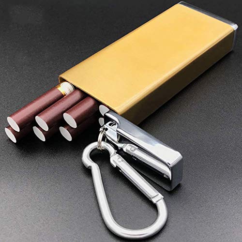 ZCPDP Estuche de Metal con Bolsillo para Cigarrillos con Mini Llavero Impermeable, Estuche Cuadrado de 8 Piezas para Cigarrillos a Prueba de compresión y Humedad [Clase energética A]