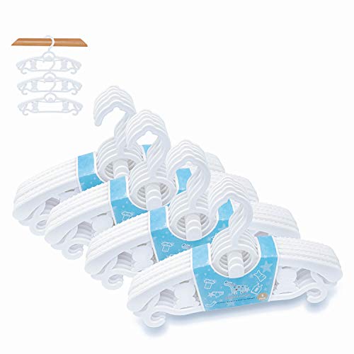 Zebricolo Perchas Infantiles para Bebé Niños Ajustables de Plástico Antideslizantes para Ropa Resistentes (20 Blanco)