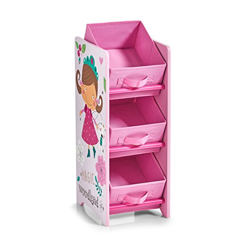 Zeller 13493 Kinder-Regal m. Vliesboxen Girly Estante, MDM, dekor, 23.5 x 30 x 65 cm