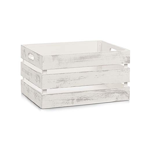 Zeller 15132 Caja de Almacenamiento, Madera, Blanco, 39x29x21 cm