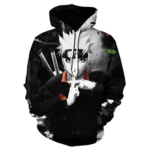 zhuxsww Naruto Cartoon-Men Ladies Hip Hop Hoodie Sudadera con Capucha De Manga Larga Anime Casual Sweatshirt Streetwear-We-1345_XXL