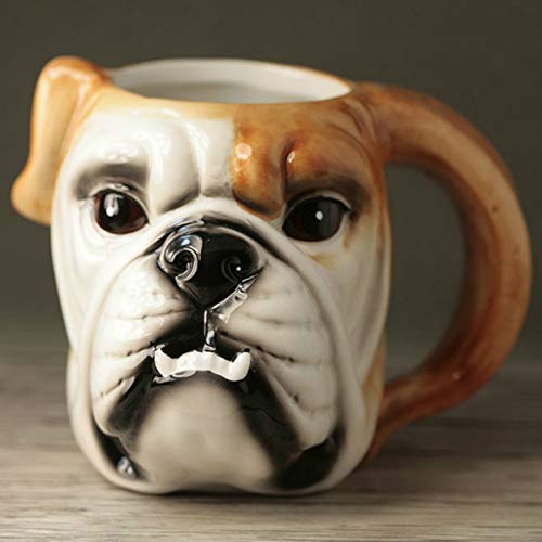 ZSQQSCL Leche Cafe Taza De Cerámica,Personalidad Creativa Cute Bulldog Amarillo 3D Estéreo Forma Animal Taza De Té, Café, Chocolate Caliente, 330Ml De Capacidad Jarra para Beber Mañana Office Essenti