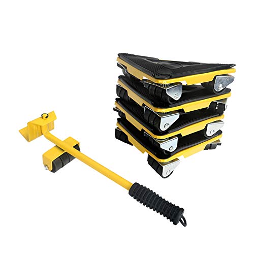 ZWB Ruedas para Mover Muebles Muebles Levantador 5 Paquetes, Muebles Tool Kit Sliders Motores con Ruedas 1 Palanca de Muebles Pesados ​​Rodillos Herramientas mueva, cargue Peso 330kg