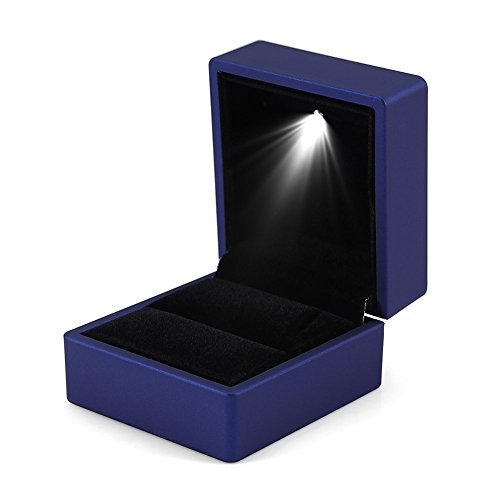 4 colores de moda LED iluminado Anillo caja de almacenamiento de joyería Display Case Gift(azul)