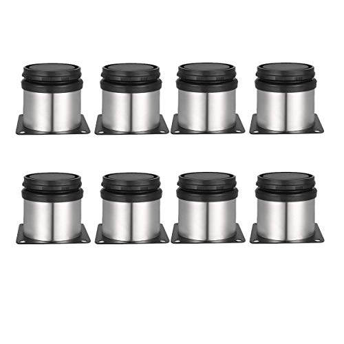 8 piezas Pies ajustables, Pies de gabinete de 50 mm de altura, patas de mesa, patas de muebles, acero inoxidable cepillado, altura ajustable de 0-15 cm, vienen con tornillos de acero inoxidable