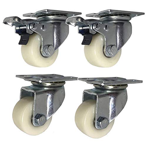 ACUIPP Ruedas de Transporte Industrial 1.5"(40Mm) | 2 Pulgadas (50 Mm) 660Kg Ruedas de Nylon Ruedas de Trabajo Pesado Ruedas con Freno Universal Giratorio Reemplazo de Ruedas de Reemplazo de Doble R