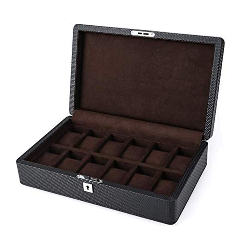 ADSE Caja de Reloj: Caja de Reloj de 12 Ranuras con Almohada extraíble, Vitrina, tamaño de Cuero: 34,5 * 21,5 * 9 cm (Color: A)